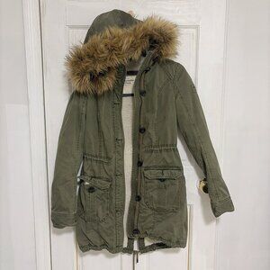 Abercrombie & Fitch Utility Jacket Coat Outwear Parka Cozy Faux Fur Hood